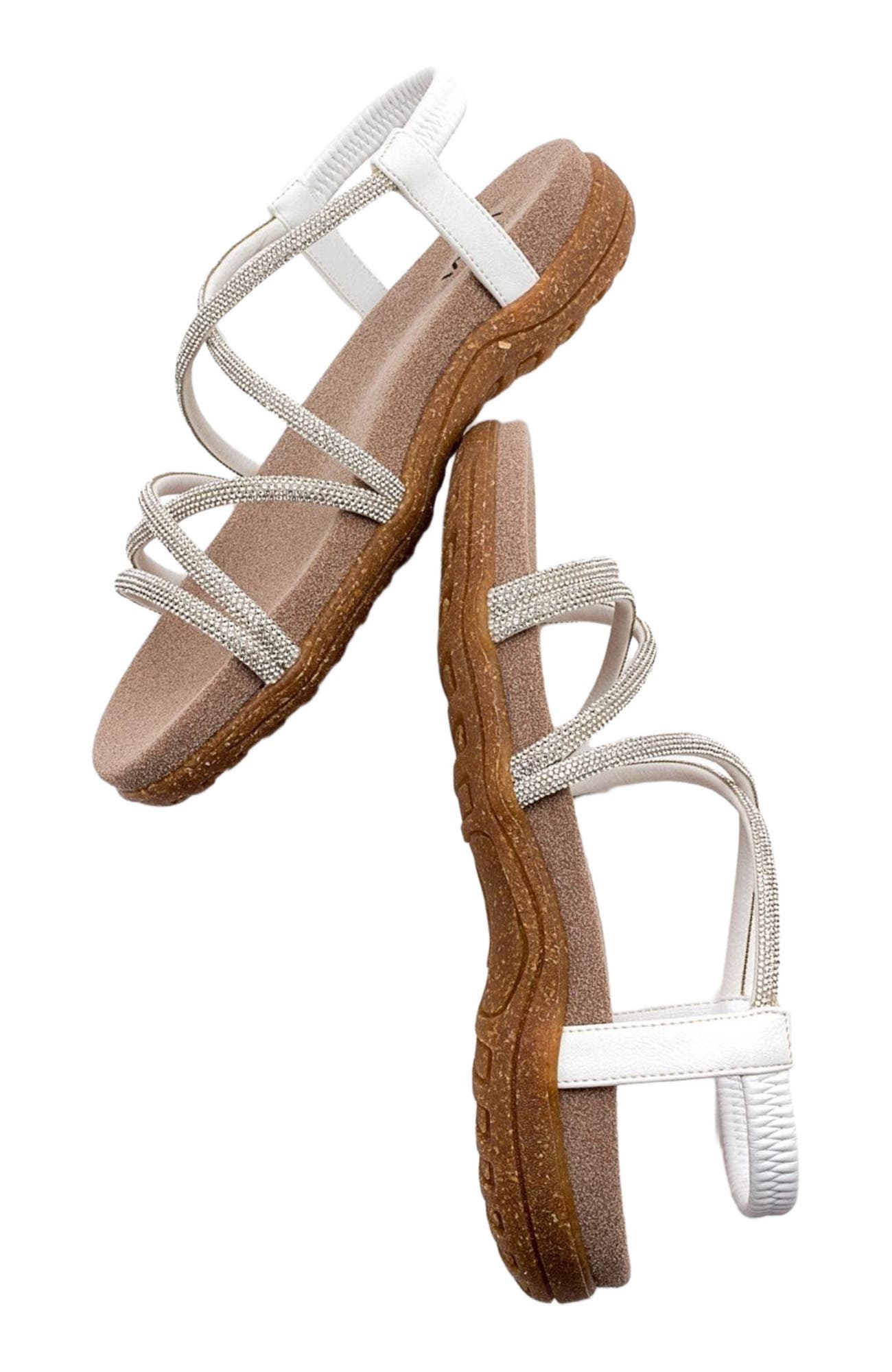Ever Embellished Sandal, Alternate, color, White Faux Leather