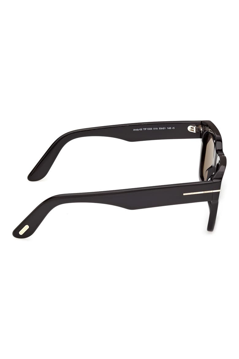 Andy-02 55mm Square Sunglasses, Alternate, color, SHINY BLACK / SMOKE LENS