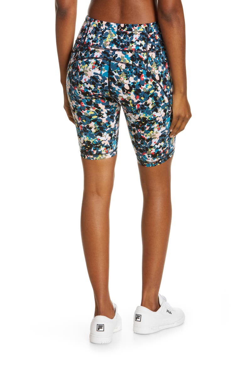Power High Waist Pocket Bike Shorts, Alternate, color, BLUE FLORAL SPLASH PRINT