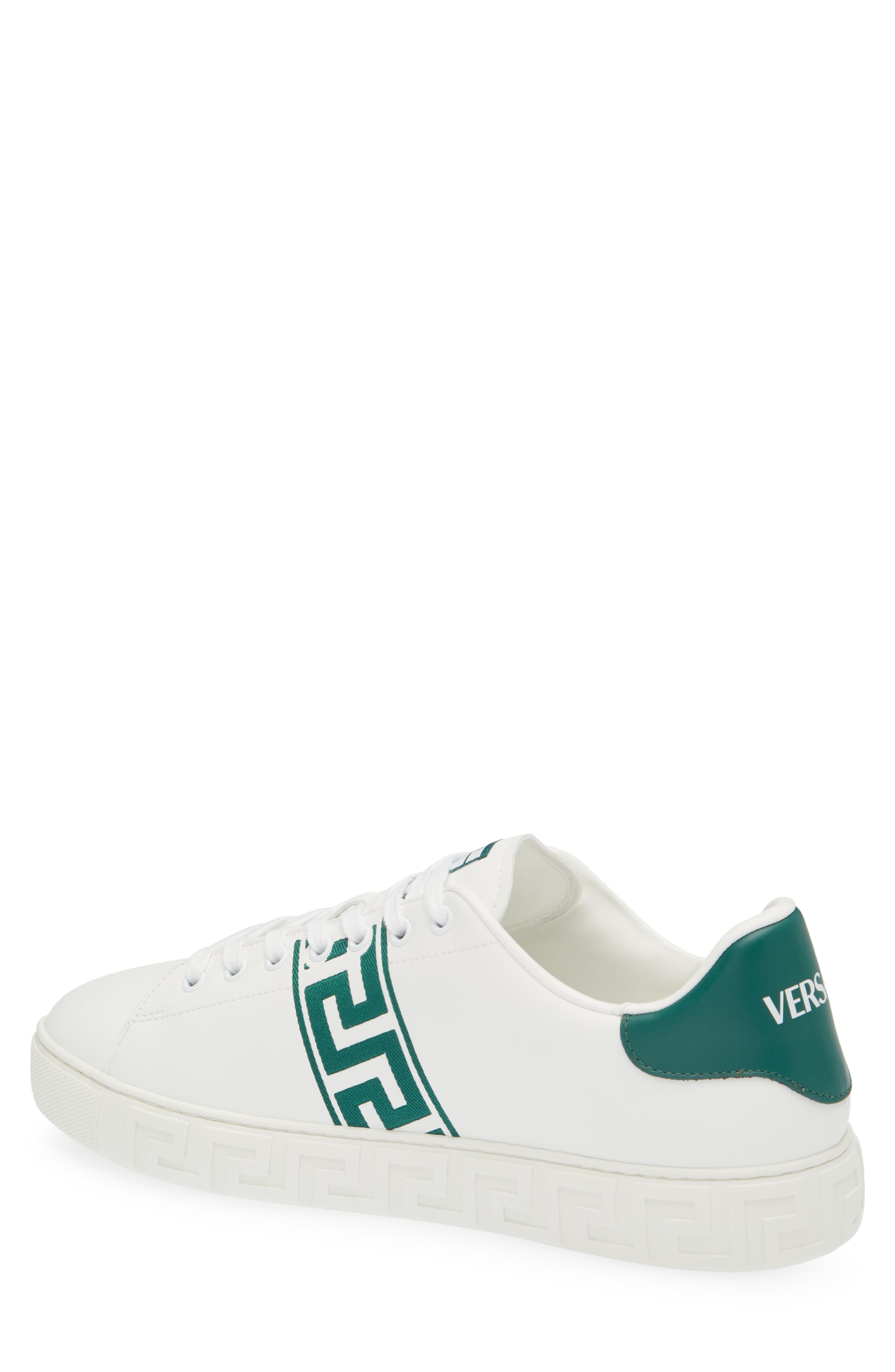Versace Barocco Greca Jacquard Low Top Sneaker, Alternate, color, White/ Bosco Green