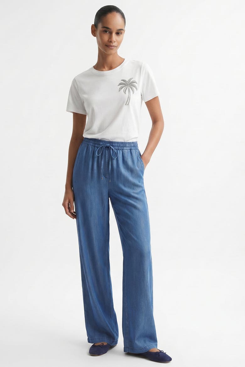 Duncan Straight Leg Lace Up Waist  Denim Pants, Main, color, Blue