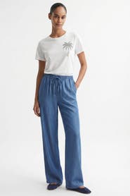 Exquise Duncan Straight Leg Lace Up Waist Denim Pants