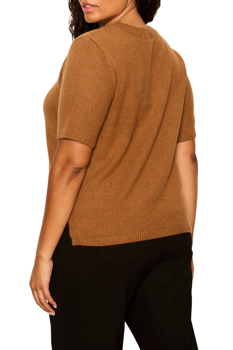 Perfect Short Sleeve Sweater, Alternate, color, COCOA POWDER BROWN