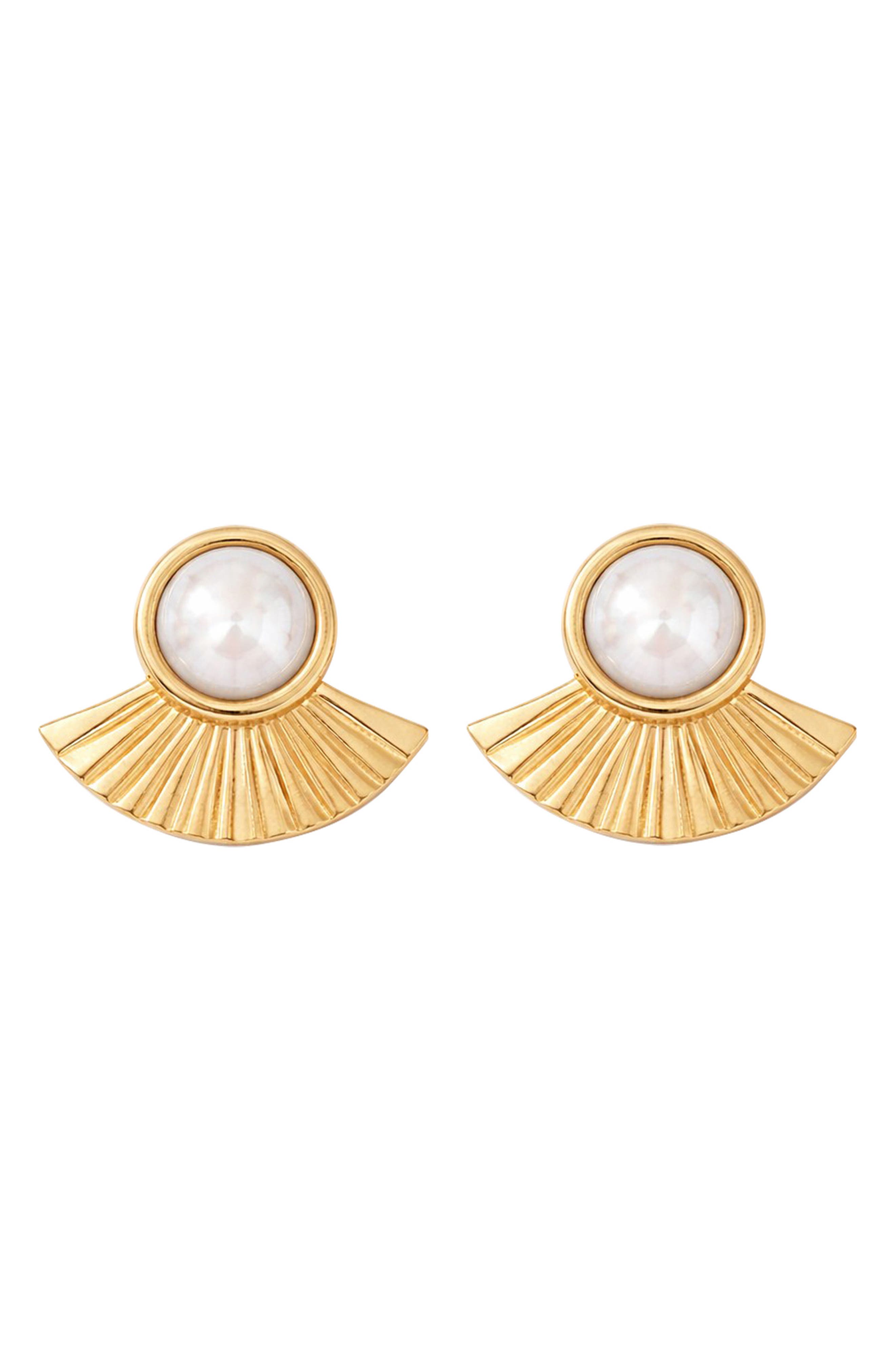GABI RIELLE Noir Mother-of-Pearl Halo Stud Earrings