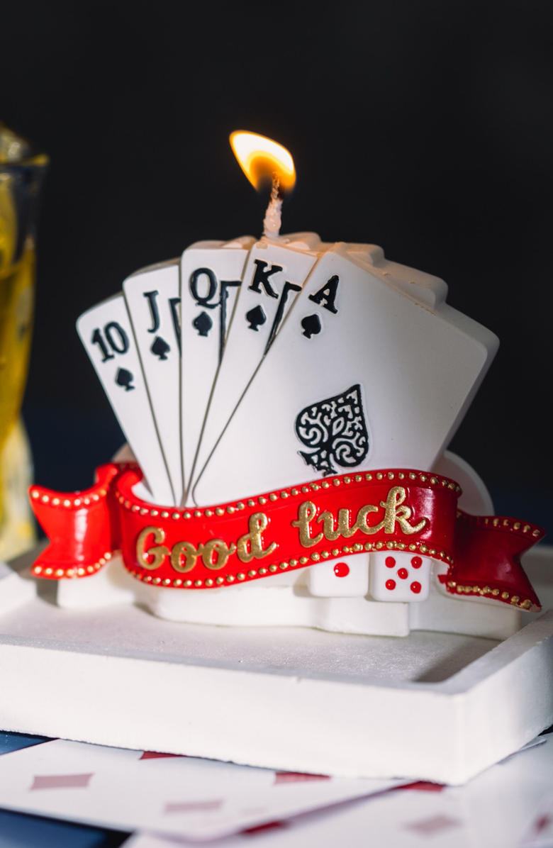 Southlake gifts Poker Straight Flush Candle, Alternate, color, White / Red