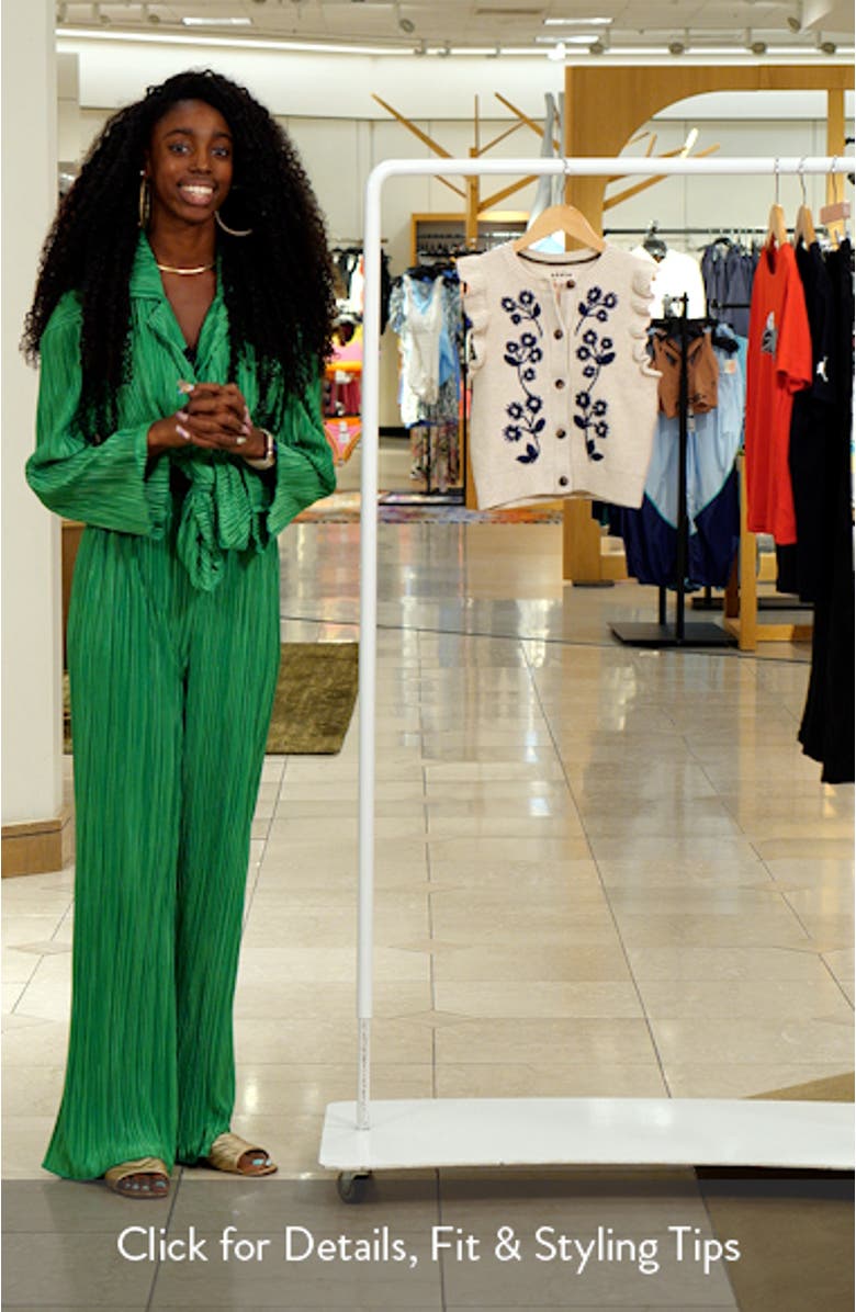 Kids' Embroidered Frill Accent Cotton Sweater Vest, sales video thumbnail