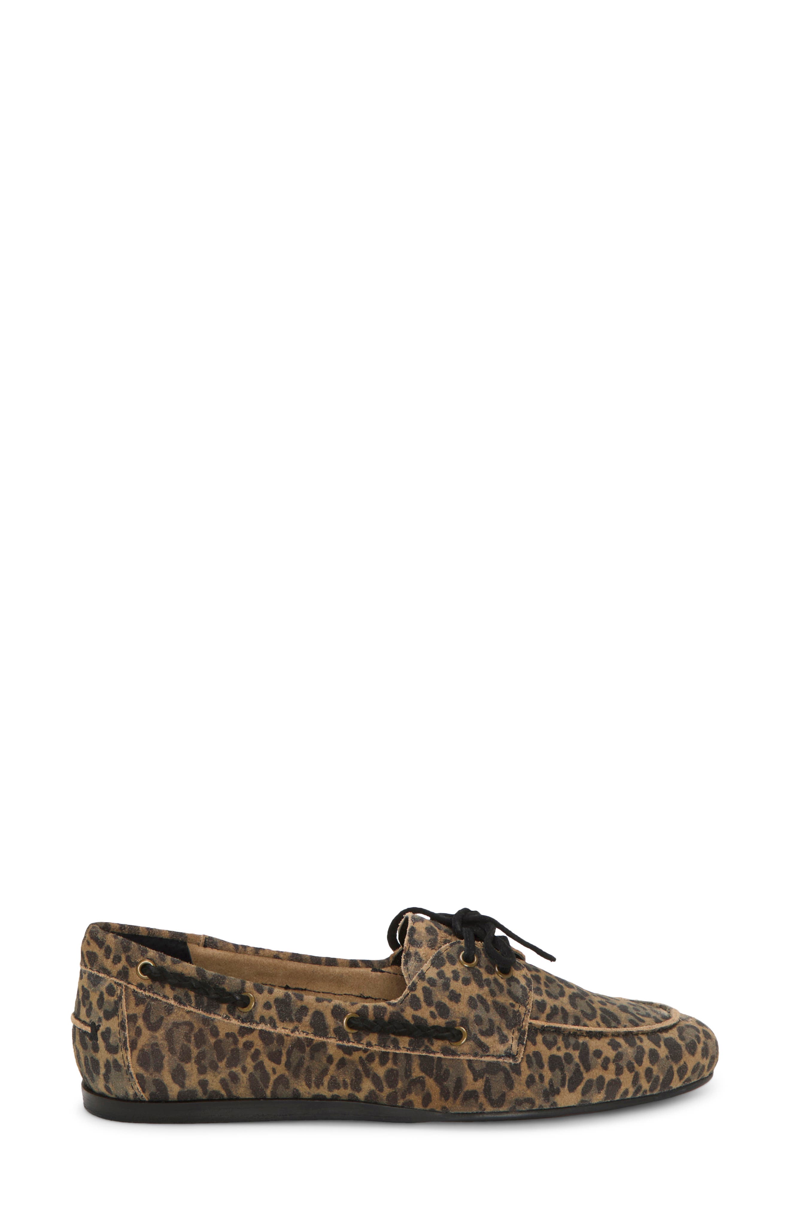 Lucky Brand Timini Leopard Print Suede Boat Shoe, Alternate, color, Leopard Suede