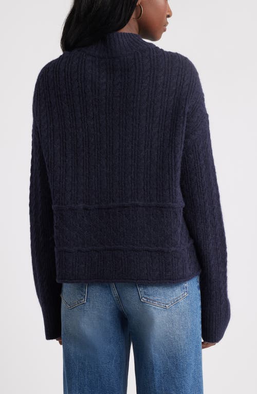 Treasure & Bond Mock Neck Alpaca & Wool Blend Sweater In Blue