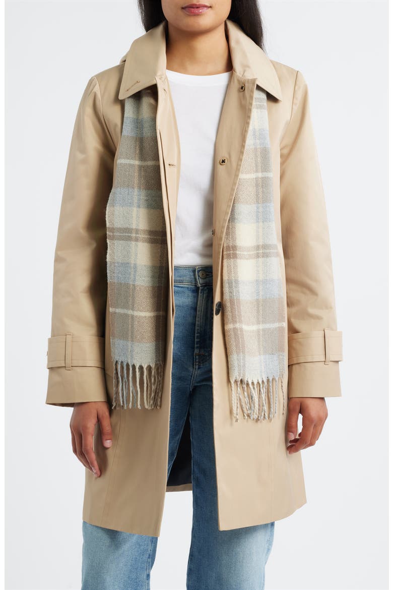 Short Raincoat with Scarf, Alternate, color, STONE