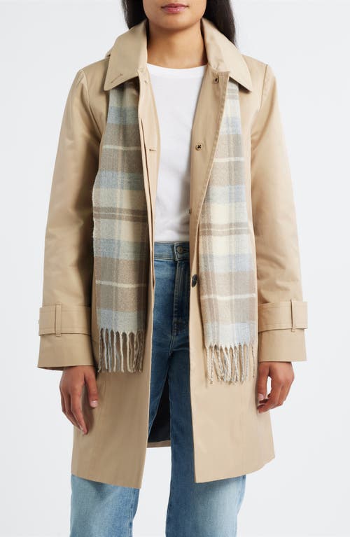 London Fog Short Raincoat With Scarf In Brown