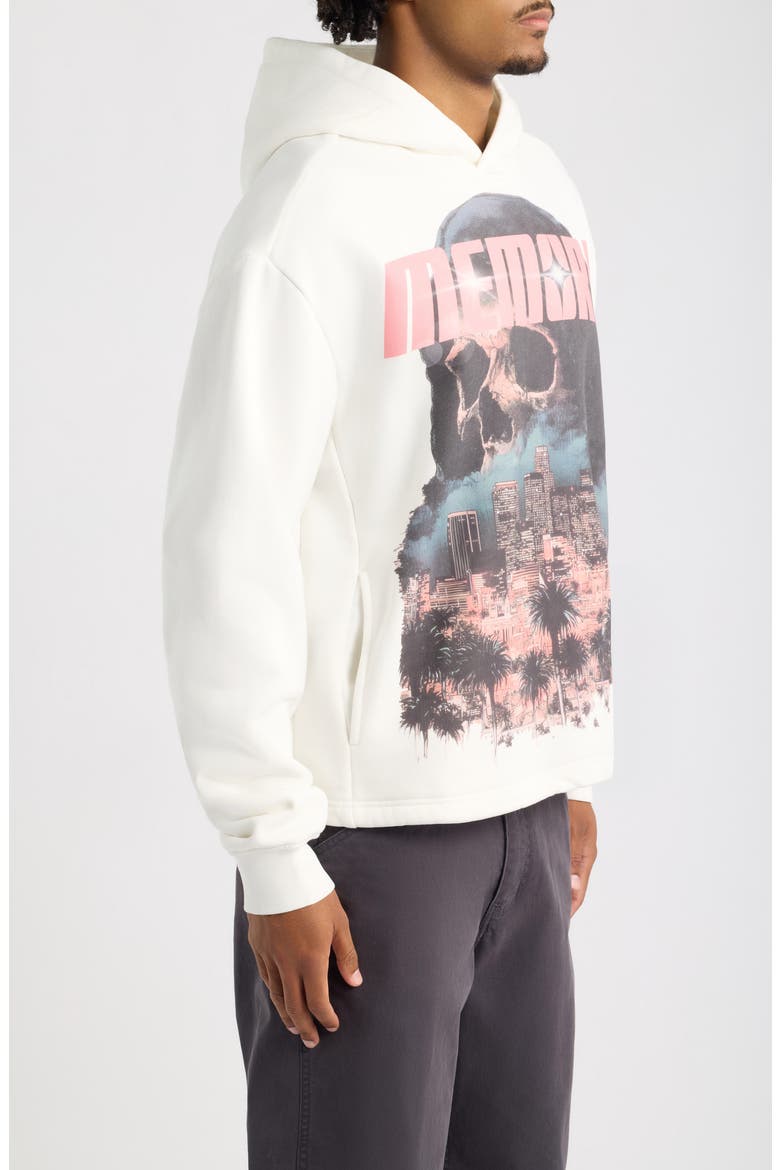 LA Reaper Oversized Cotton Graphic Hoodie, Alternate, color, ANTIQUE WHITE
