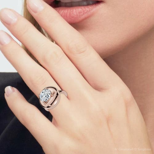 Bliss Diamond 1ct Diamond Bezel Stackable Button Engagement Ring 14k Gold Or Pt Lab Grown In Gold