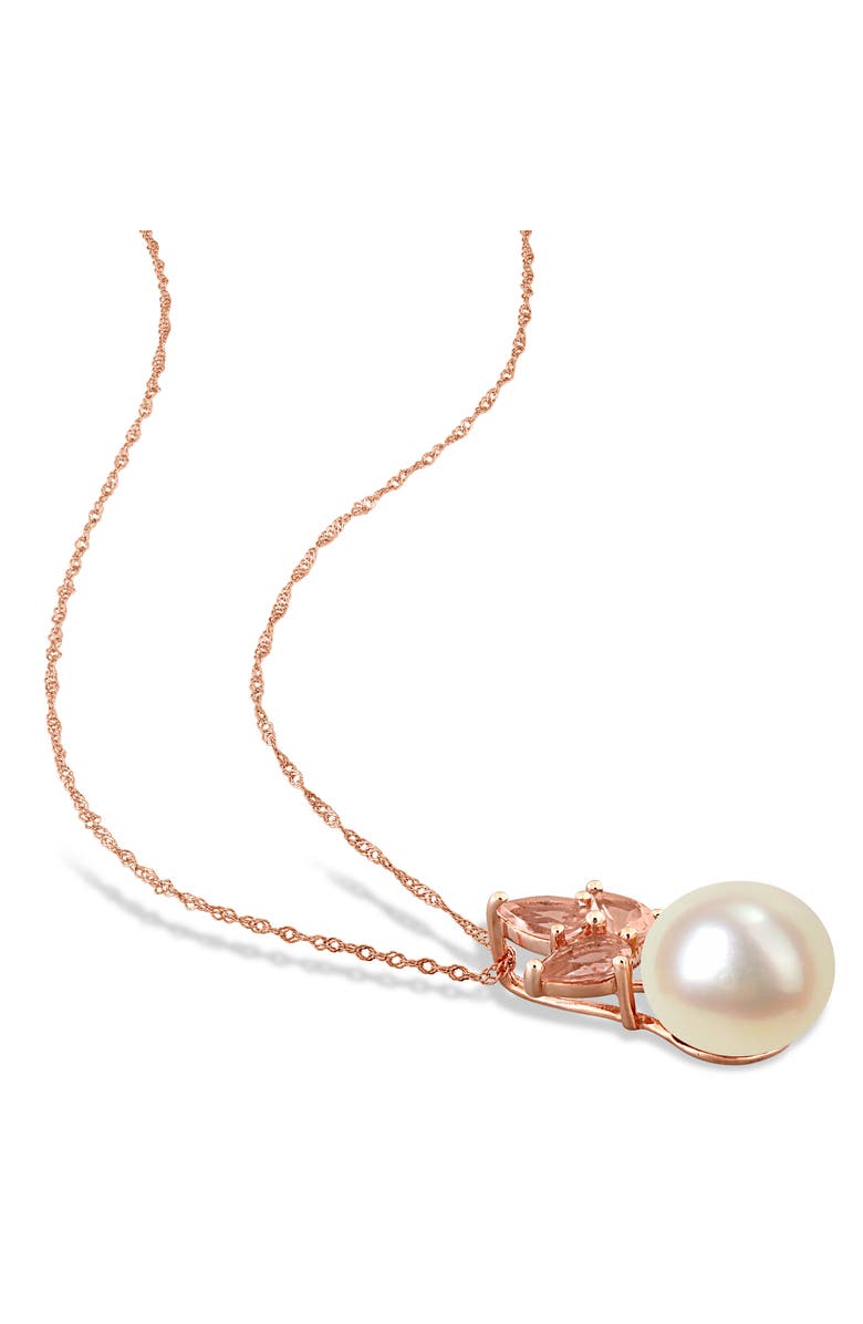 Julianna B. Cultured Pearl & Morganite Pendant Necklace 14k, Alternate, color, Rose Gold
