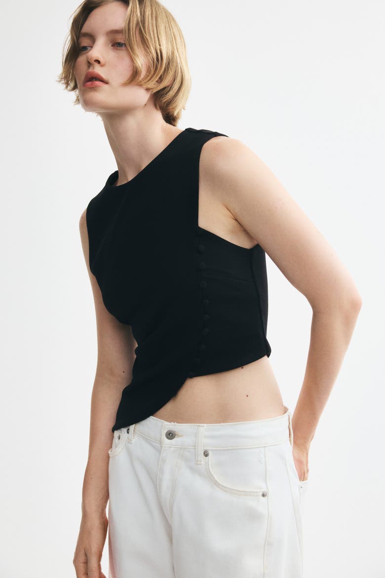 Asymmetric Jersey Top, Alternate, color, Black
