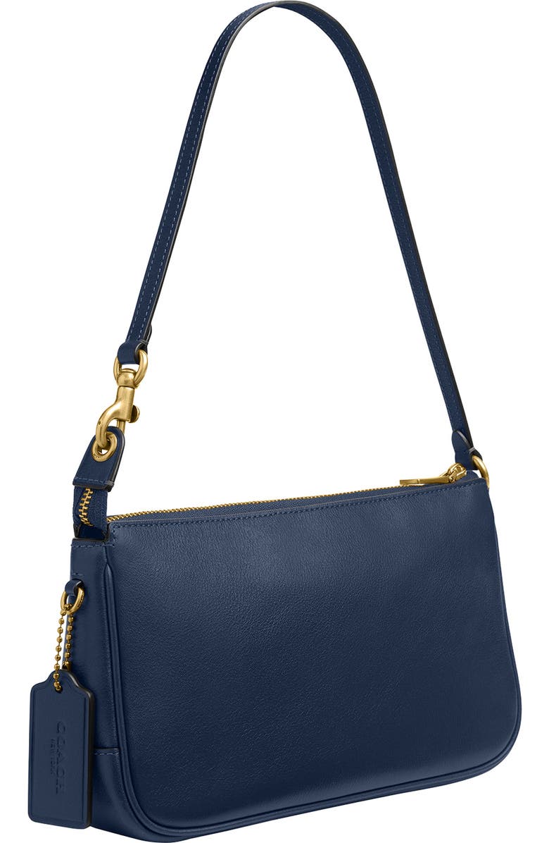 COACH Plaza Natural Grain Leather Shoulder Bag, Alternate, color, Navy