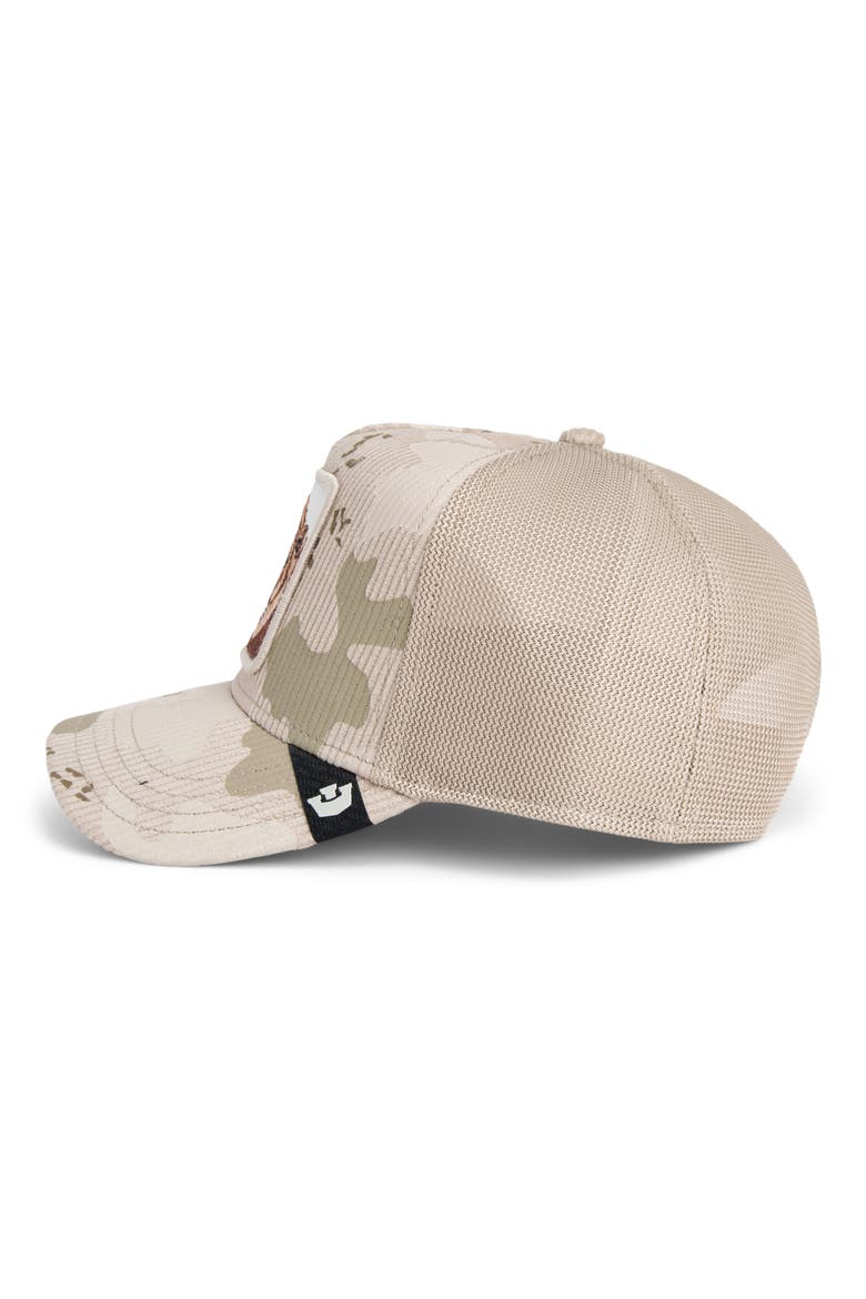 King Lion Camo Snapback Trucker Hat, Alternate, color, BISCUIT