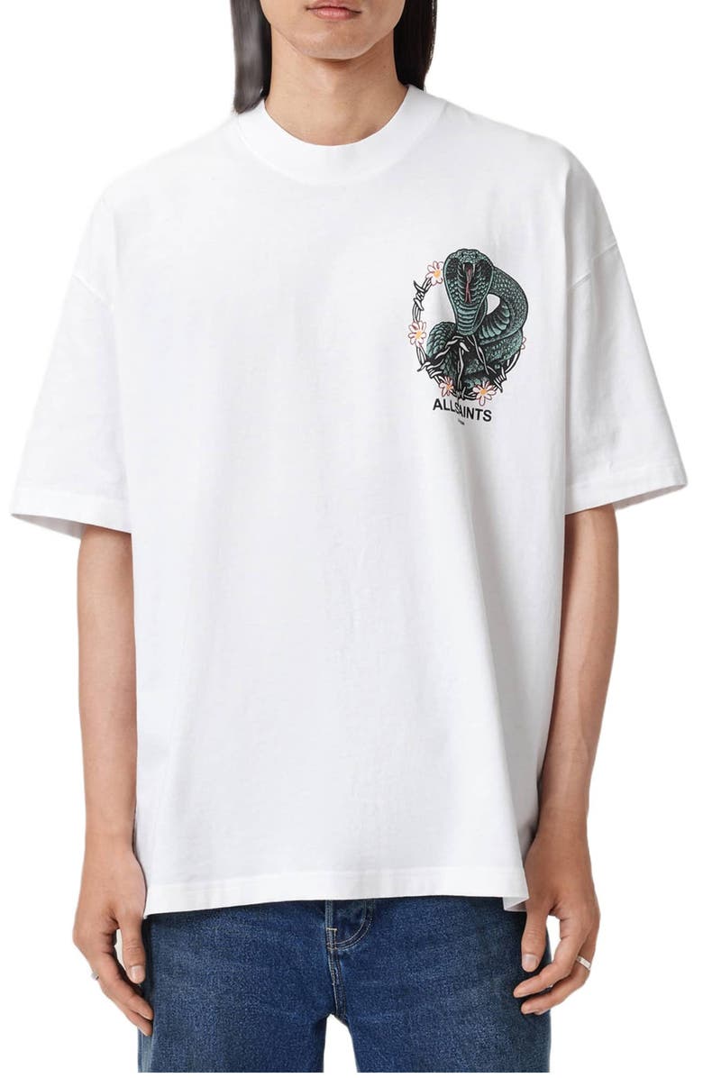 AllSaints Snakebite T-Shirt, Main, color, Optic White