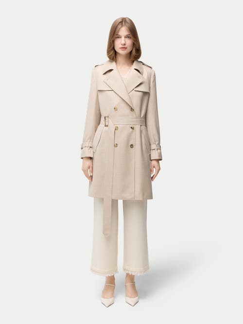 Gobi Mongolian Cashmere Double Breasted Cashmere Trench Coat In Warm Grey