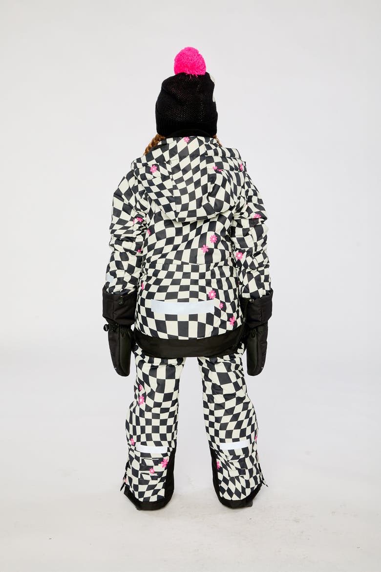Teknik Expandable Sleeve Fleece Lined Two Piece Jacket & Pants Snowsuit, Alternate, color, White Checkered Print