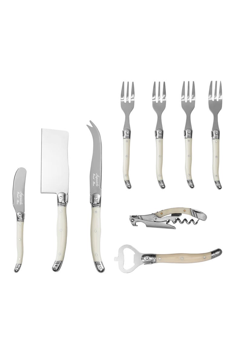Essential 9-Piece Assorted Charcuterie Knife & Fork Set, Main, color, FAUX IVORY