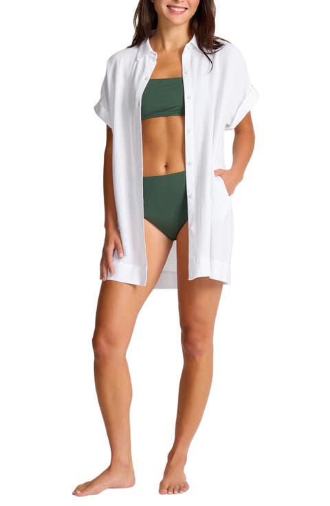 Textured Cover-Up Shirtdress