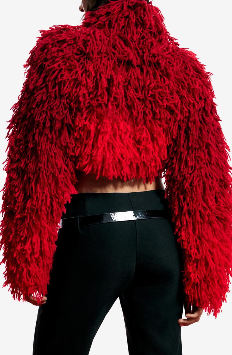 Desigual Ombré Fringe Wool Turtleneck Sweater, Alternate, color, Red