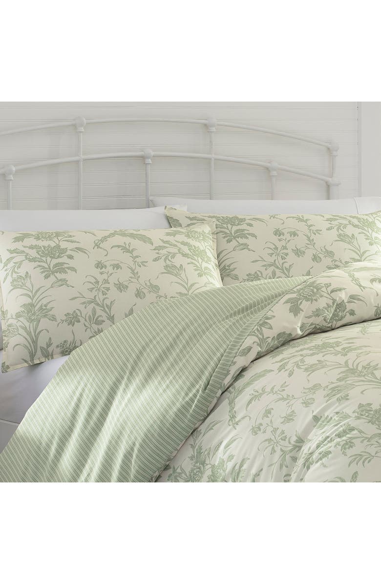 Laura Ashley Natalie 6-Piece Green Cotton Full/Queen Bonus Duvet Set, Alternate, color, 