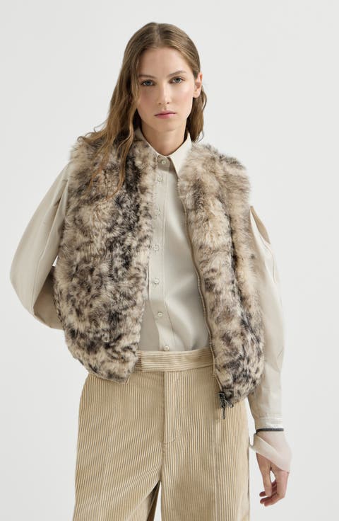 Lynx-effect shearling reversible vest