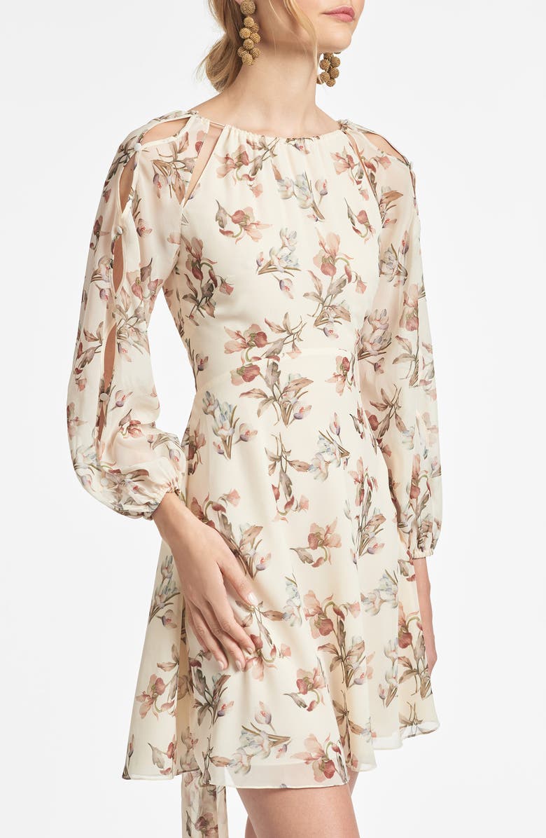 Sachin & Babi Bevvy Floral Long Sleeve Chiffon Dress, Alternate, color, 