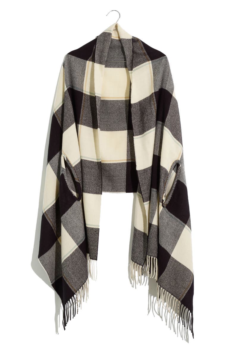 Buffalo Check Cape Scarf, Main, color, ANTIQUE CREAM MULTI