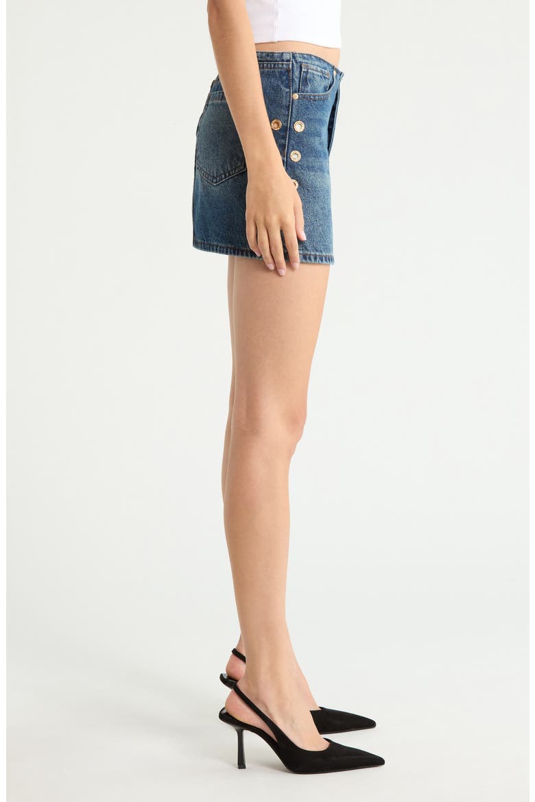 Ninfa Grommet Embellished Denim Miniskirt, Alternate, color, GOLD TINT WASH