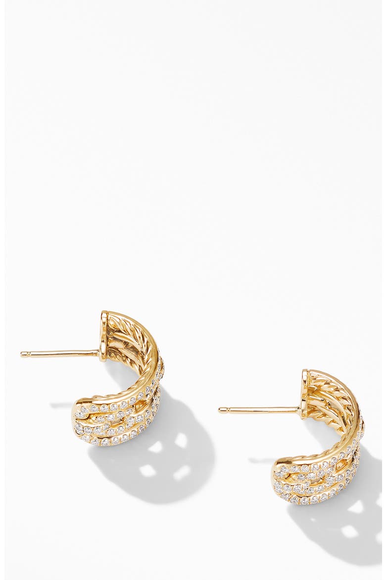 Stax Chain Link & Pavé 18k Yellow Gold Huggie Hoop Earrings, Alternate, color, YELLOW GOLD/ DIAMOND