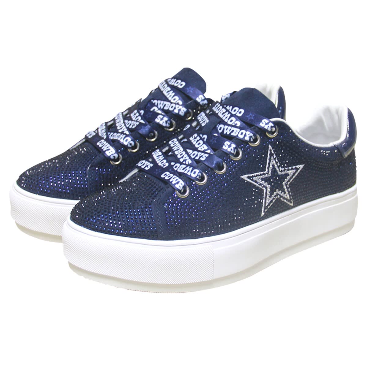 CUCE Women's Cuce Navy Dallas Cowboys Team Color Crystal Sneakers, Main, color, 