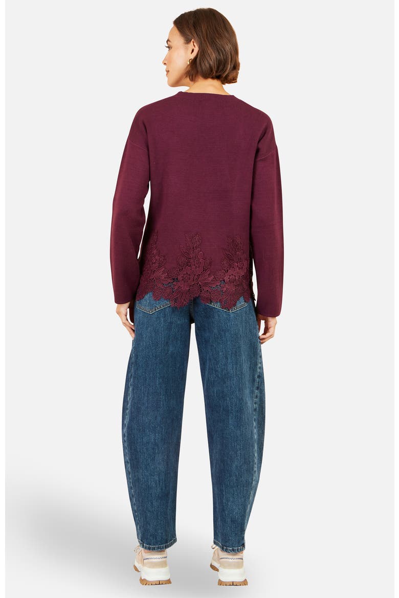 Relaxed Jumper With Lace Trim, Alternate, color, Burgundy