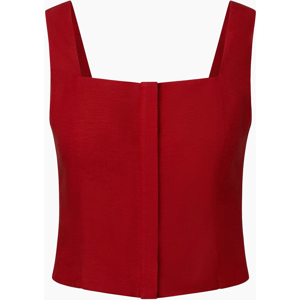 Onia Air Linen Square-neck Top In Dark Red