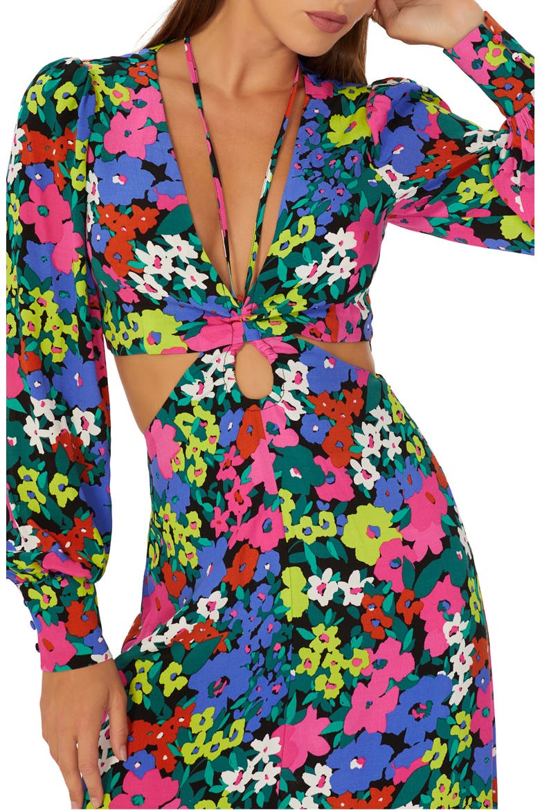 Dialli Cutout Long Sleeve Maxi Dress, Alternate, color, NEON NIGHT GARDEN