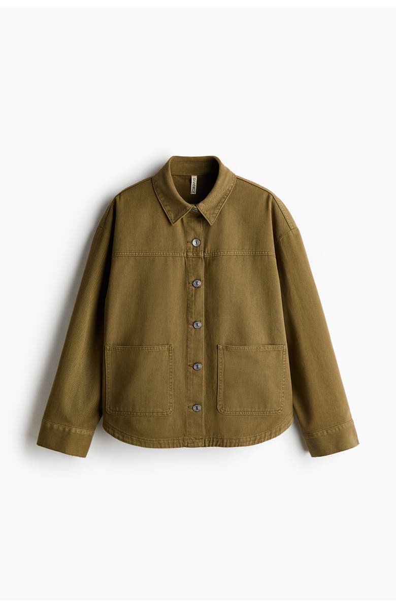 H&M Twill Shacket, Main, color, Dark Khaki Green