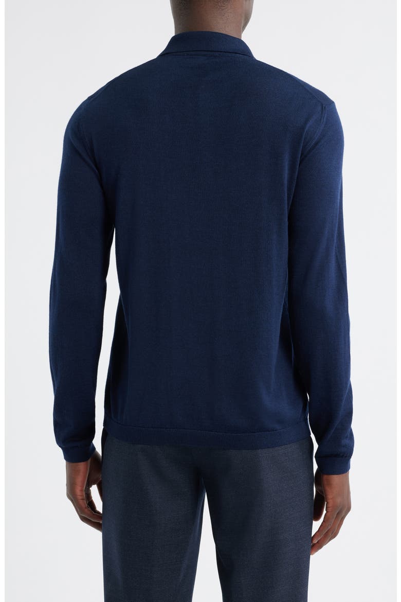 Long Sleeve Wool & Silk Polo Sweater, Alternate, color, NAVY