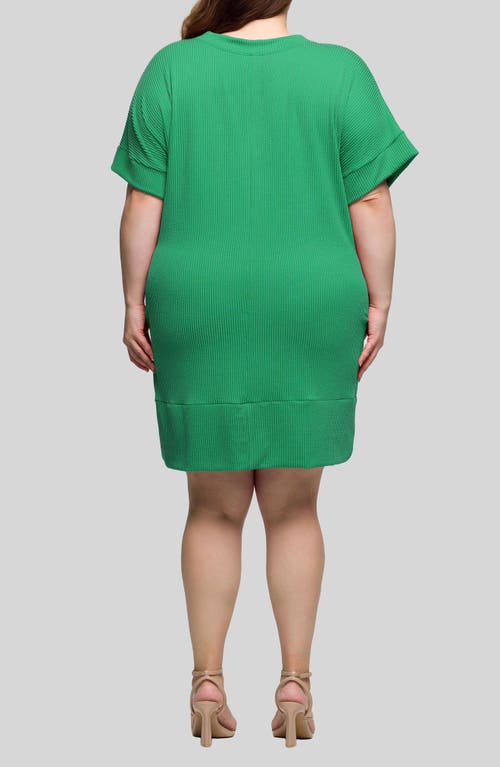 24seven Comfort Apparel Plus Size V-neck Loose Fit Short Sleeve Pocket T Shirt Dress In Green