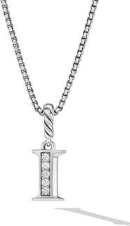 David Yurman Pavé Initial Pendant Necklace in Sterling Silver with Diamond