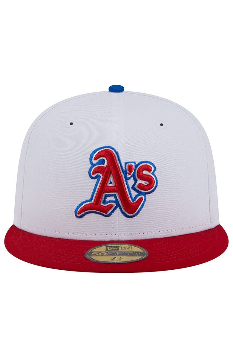 New Era Men's New Era White/Red Oakland Athletics Undervisor 59FIFTY Fitted Hat, Alternate, color,