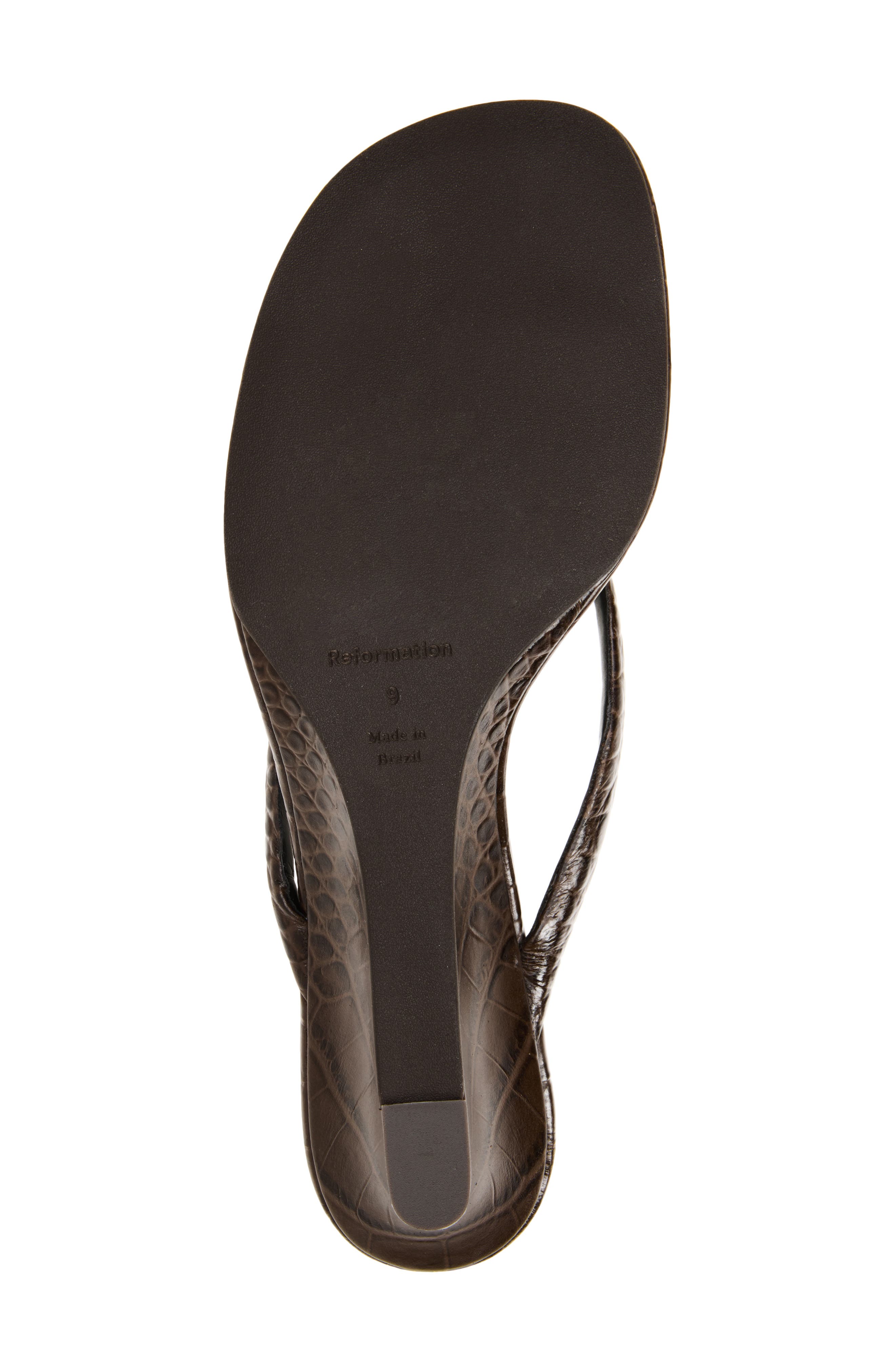 Reformation Amelia Wedge Sandal, Alternate, color, Brown Croc Effect