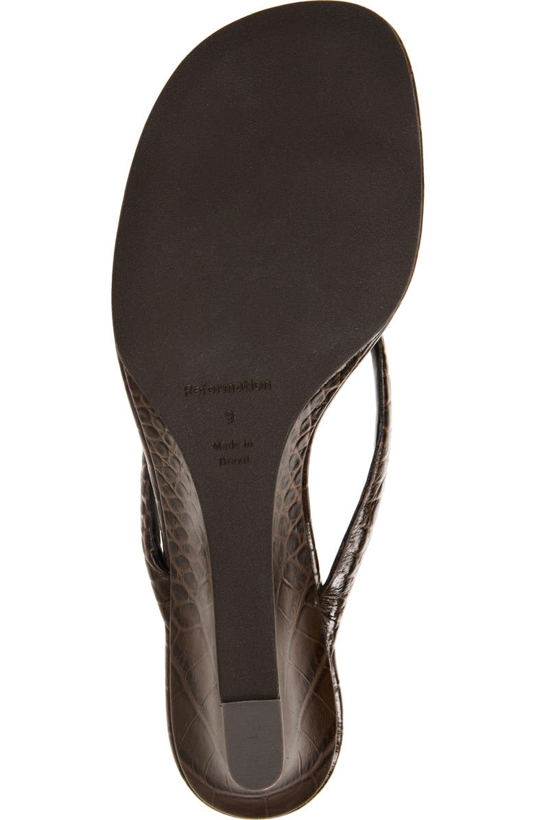 Reformation Amelia Wedge Sandal, Alternate, color, Brown Croc Effect
