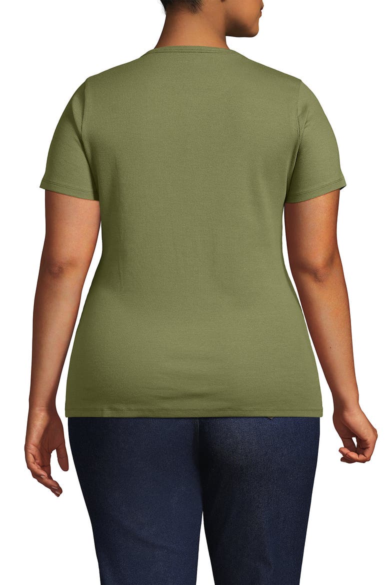 Plus Size Micro Rib T-Shirt, Alternate, color, Simply Olive