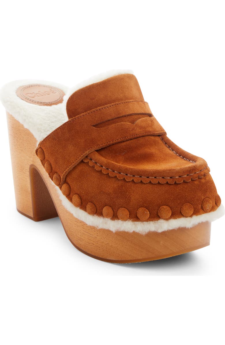 Chloé Joy Clog with Genuine Shearling Lining, Main, color,
