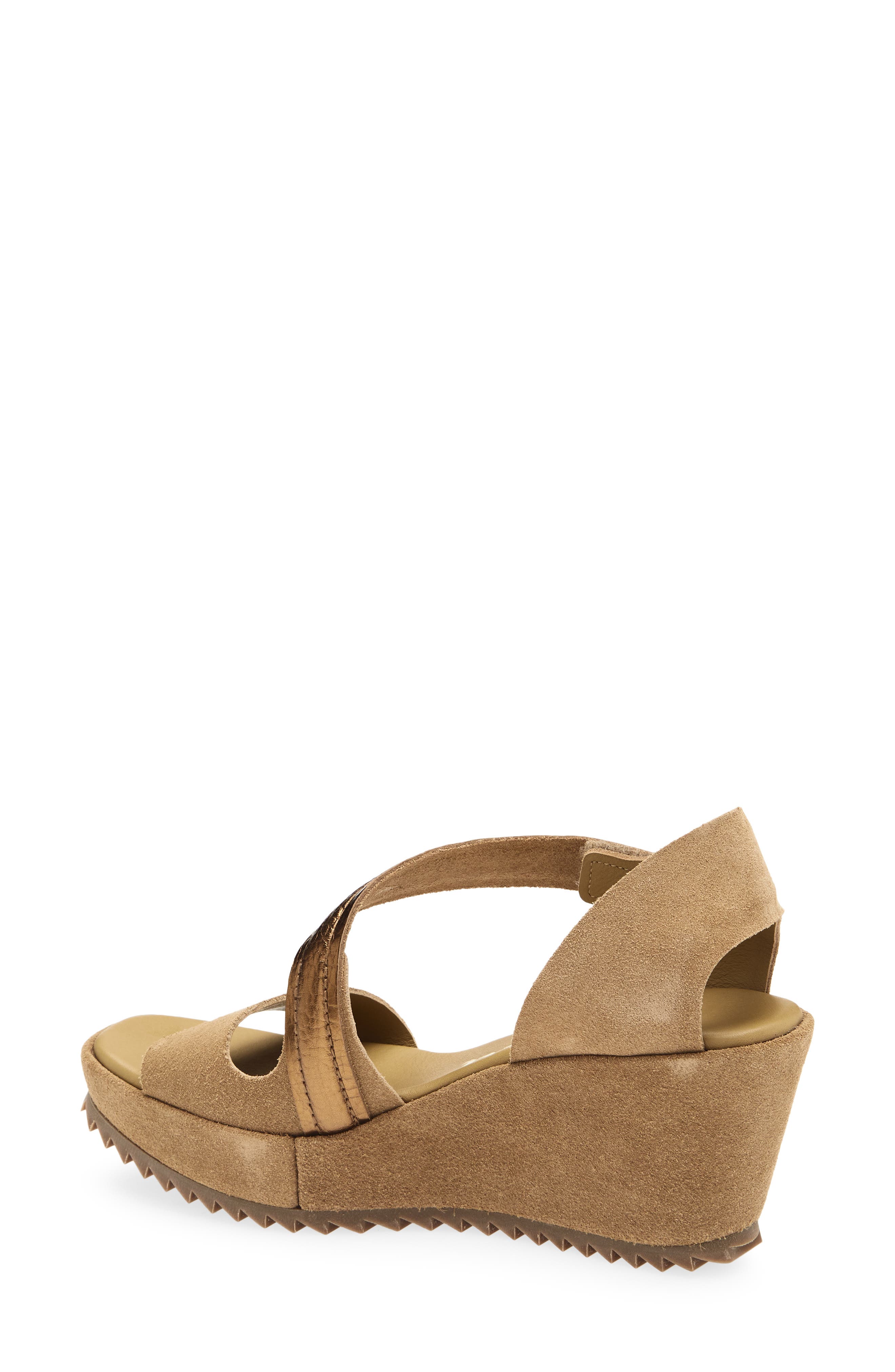 Pedro Garcia Fineta Wedge Sandal, Alternate, color, Camel Castoro-Brass Accent