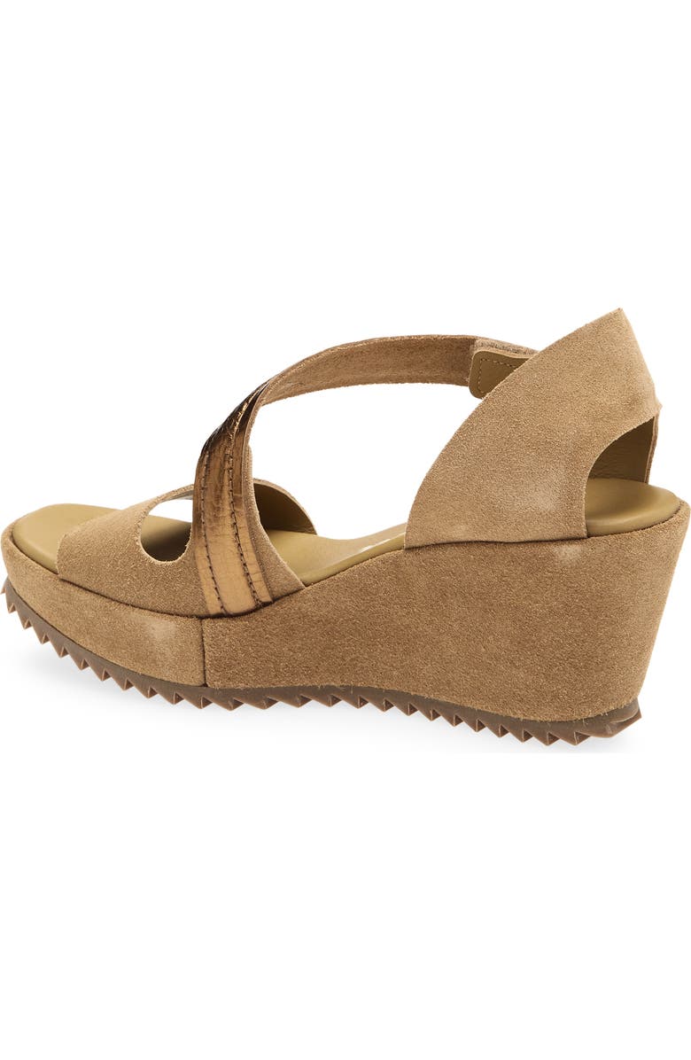 Pedro Garcia Fineta Wedge Sandal, Alternate, color, Camel Castoro-Brass Accent