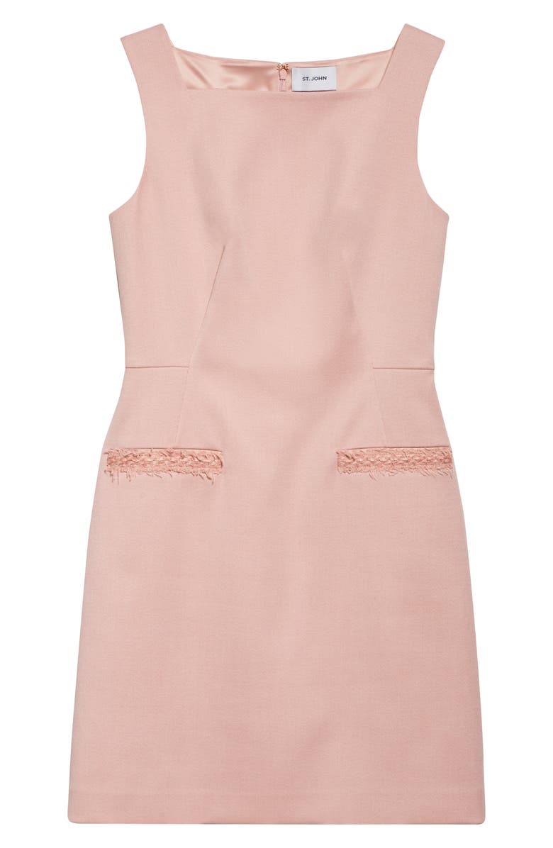 ST. JOHN Braided Trim Stretch Twill Sheath Dress, Alternate, color, Pink