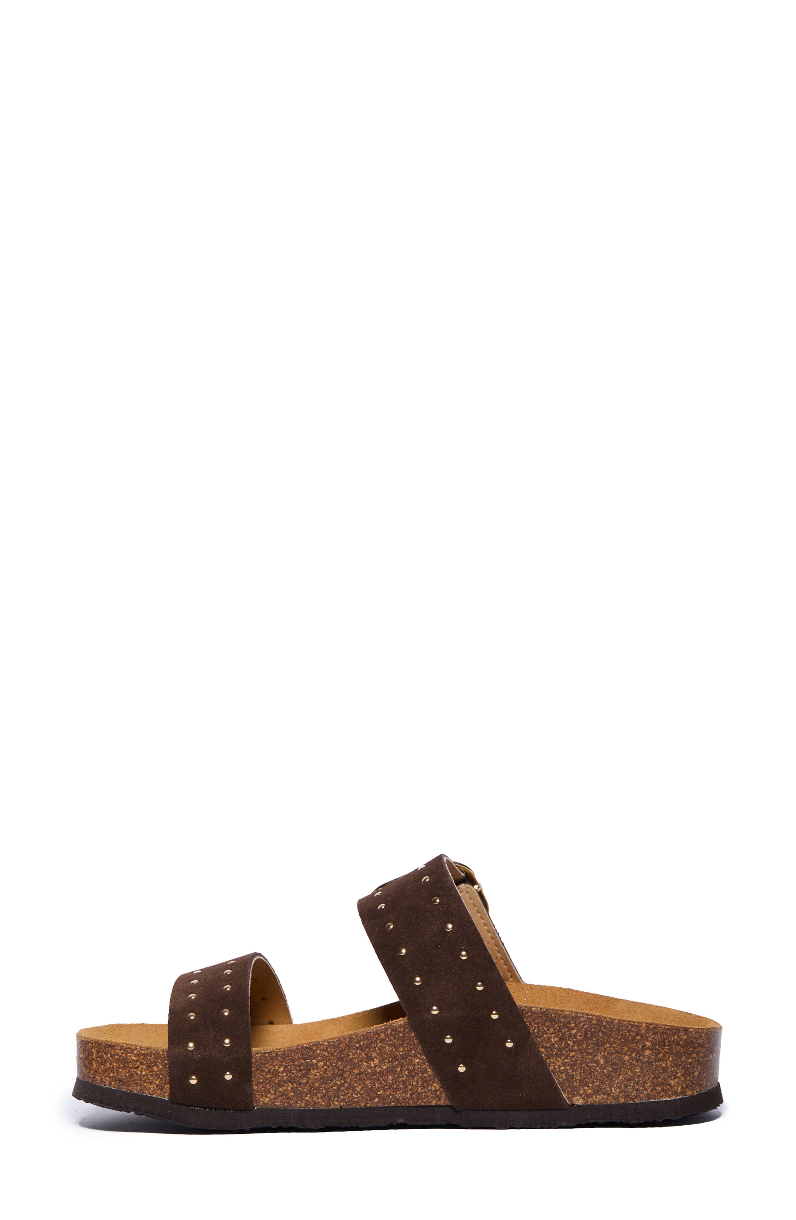 Claire Double Strap Slide Sandal, Alternate, color, BROWN STUDDED SUEDE