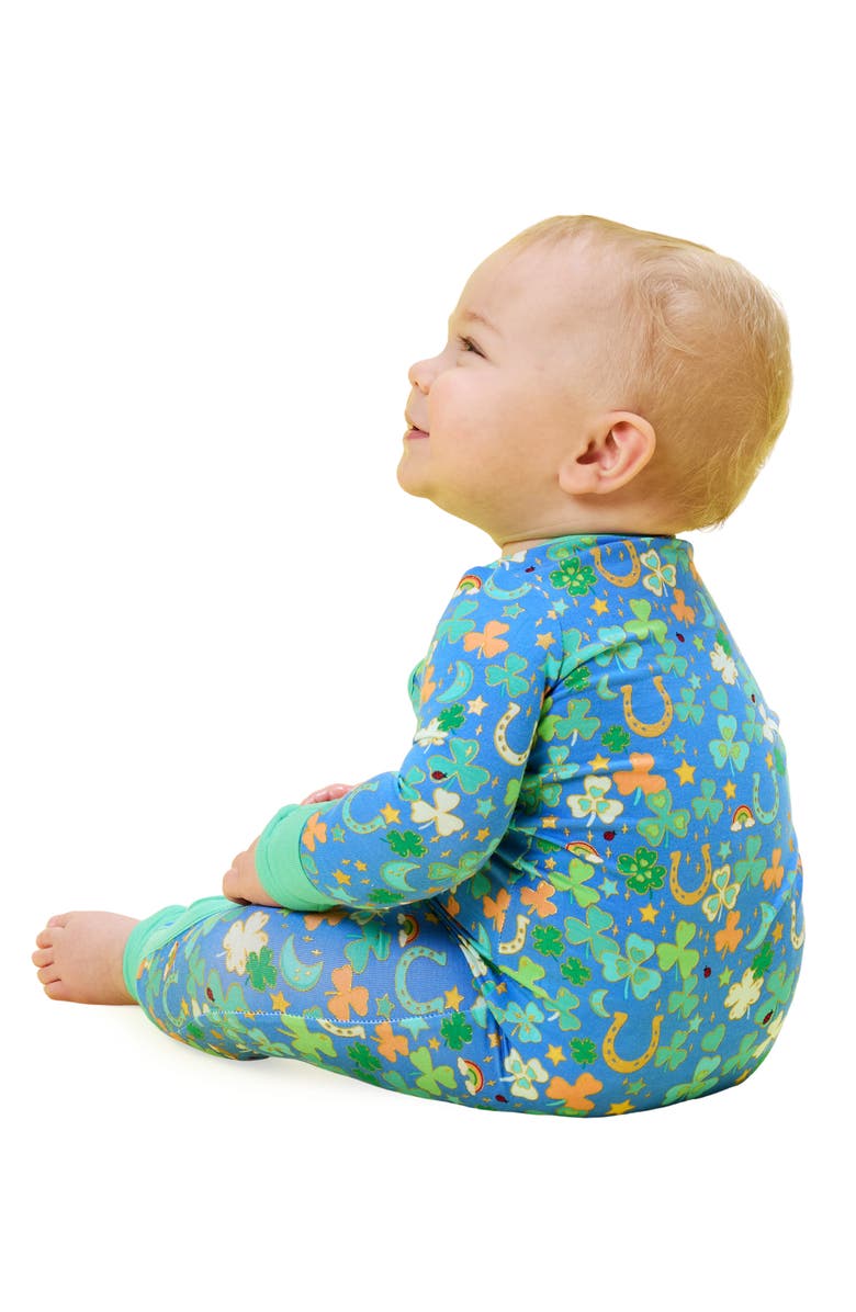 RuggedButts Lucky Day Fitted Convertible One-Piece Pajamas, Alternate, color, Blue